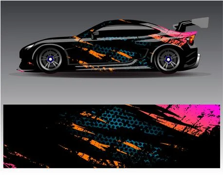 Car wrap design vector.Graphic abstract stripe racing background designs Illustrazione stock