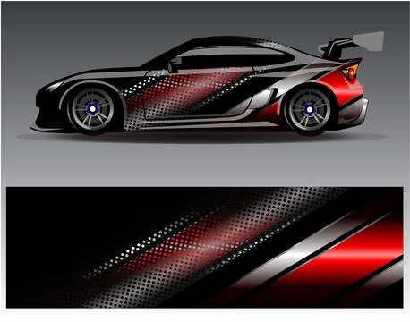 Car wrap design vector.Graphic abstract stripe racing background designs Stock Illustration