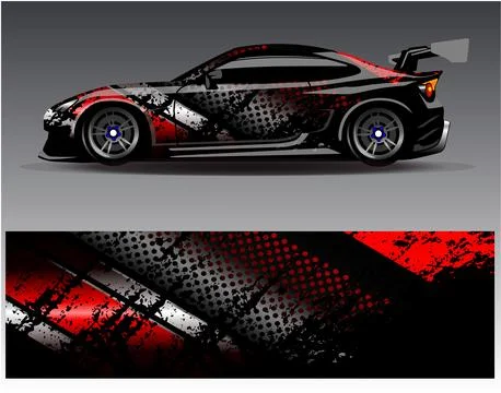 Car wrap design vector.Graphic abstract stripe racing background designs Stock Illustration