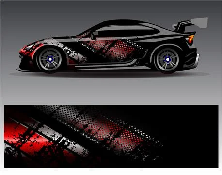 Car wrap design vector.Graphic abstract stripe racing background designs Stock Illustration