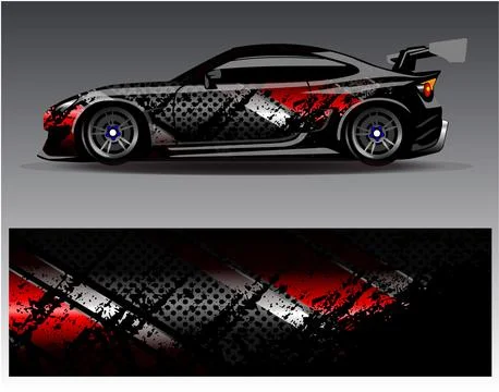 Car wrap design vector.Graphic abstract stripe racing background designs Stock Illustration
