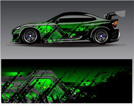 Car wrap design vector.Graphic abstract stripe racing background designs Stock Illustration