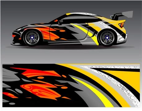 Car wrap design vector.Graphic abstract stripe racing background designs Stock Illustration