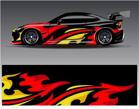 Car wrap design vector.Graphic abstract stripe racing background designs Stock Illustration
