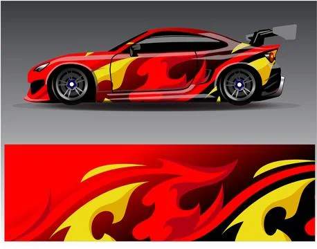 Car wrap design vector.Graphic abstract stripe racing background designs Stock Illustration