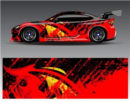 Car wrap design vector.Graphic abstract stripe racing background designs Stock Illustration