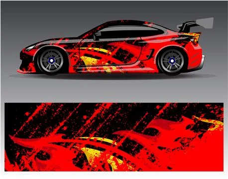 Car wrap design vector.Graphic abstract stripe racing background designs Stock Illustration