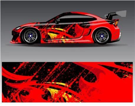 Car wrap design vector.Graphic abstract stripe racing background designs Stock Illustration