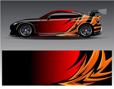 Car wrap design vector.Graphic abstract stripe racing background designs Stock Illustration