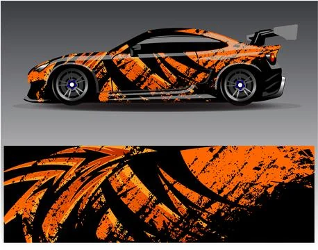 Car wrap design vector.Graphic abstract stripe racing background designs Illustrazione stock