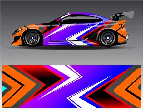 Car wrap design vector.Graphic abstract stripe racing background designs Illustrazione stock