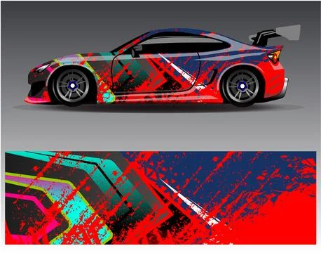 Car wrap design vector.Graphic abstract stripe racing background designs Stock Illustration