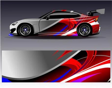 Car wrap design vector.Graphic abstract stripe racing background designs Stock Illustration
