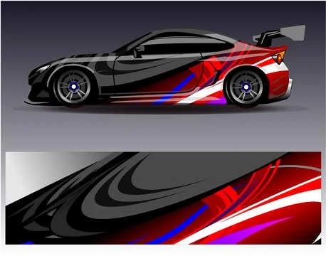 Car wrap design vector.Graphic abstract stripe racing background designs Stock Illustration