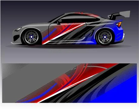 Car wrap design vector.Graphic abstract stripe racing background designs Illustrazione stock