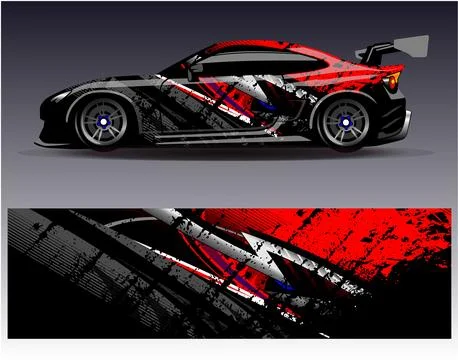 Car wrap design vector.Graphic abstract stripe racing background designs Stock Illustration