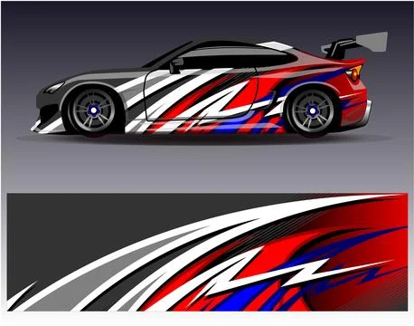 Car wrap design vector.Graphic abstract stripe racing background designs Stock Illustration