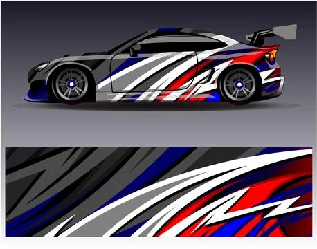 Car wrap design vector.Graphic abstract stripe racing background designs Stock Illustration