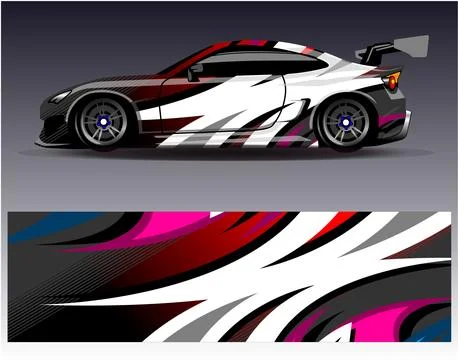 Car wrap design vector.Graphic abstract stripe racing background designs Stock Illustration
