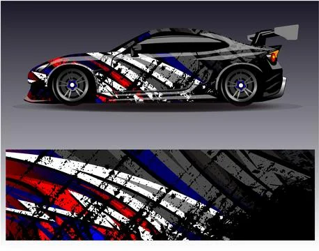 Car wrap design vector.Graphic abstract stripe racing background designs Stock Illustration