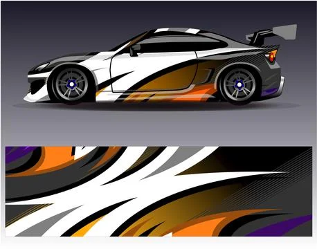 Car wrap design vector.Graphic abstract stripe racing background designs Illustrazione stock