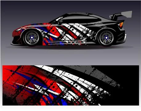 Car wrap design vector.Graphic abstract stripe racing background designs Stock Illustration