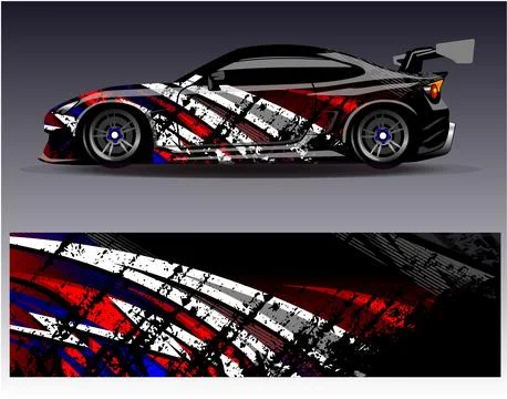 Car wrap design vector.Graphic abstract stripe racing background designs Stock Illustration