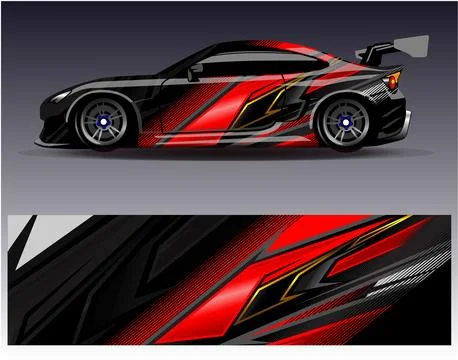 Car wrap design vector.Graphic abstract stripe racing background designs Stock Illustration