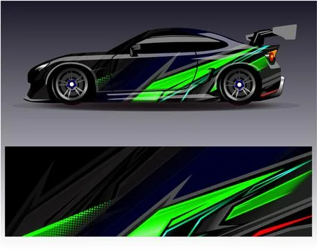 Car wrap design vector.Graphic abstract stripe racing background designs Illustrazione stock