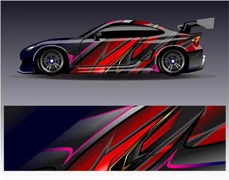 Car wrap design vector.Graphic abstract stripe racing background designs Illustrazione stock