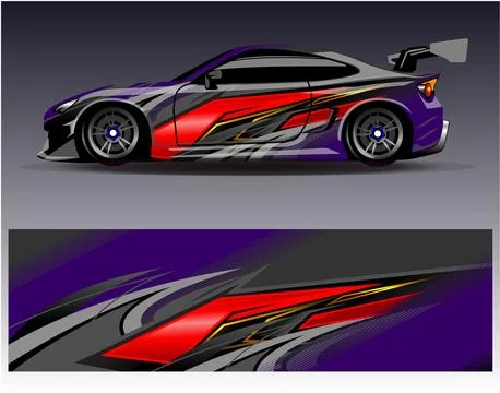 Car wrap design vector.Graphic abstract stripe racing background designs Illustrazione stock