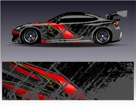 Car wrap design vector.Graphic abstract stripe racing background designs Stock Illustration