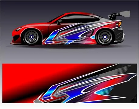 Car wrap design vector.Graphic abstract stripe racing background designs Stock Illustration
