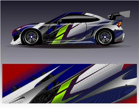 Car wrap design vector.Graphic abstract stripe racing background designs Stock Illustration
