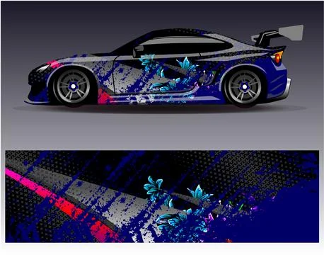 Car wrap design vector.Graphic abstract stripe racing background designs Stock Illustration