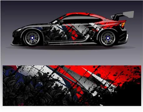 Car wrap design vector.Graphic abstract stripe racing background designs Stock Illustration