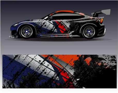 Car wrap design vector.Graphic abstract stripe racing background designs Stock Illustration