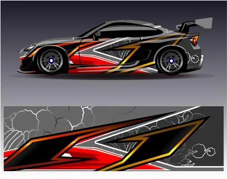 Car wrap design vector.Graphic abstract stripe racing background designs Illustrazione stock