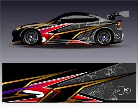 Car wrap design vector.Graphic abstract stripe racing background designs Stock Illustration