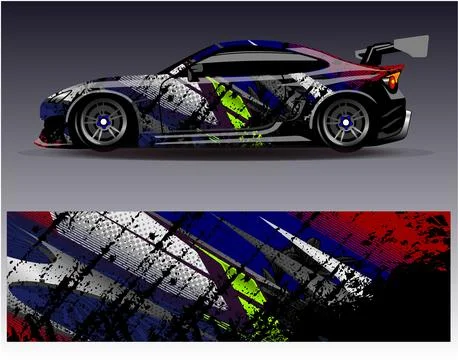Car wrap design vector.Graphic abstract stripe racing background designs Stock Illustration