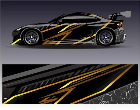 Car wrap design vector.Graphic abstract stripe racing background designs Stock Illustration