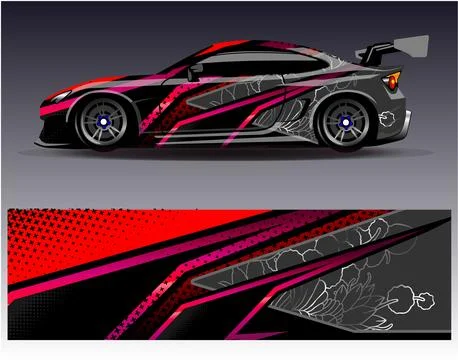 Car wrap design vector.Graphic abstract stripe racing background designs Illustrazione stock