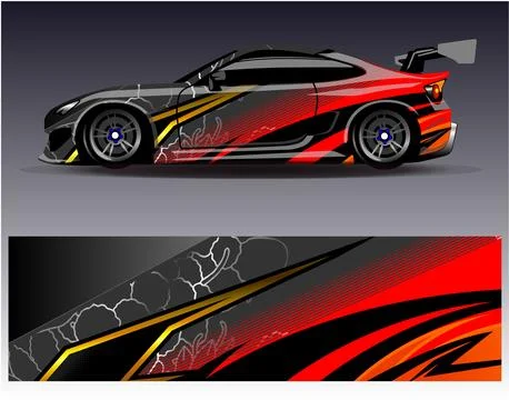 Car wrap design vector.Graphic abstract stripe racing background designs Illustrazione stock