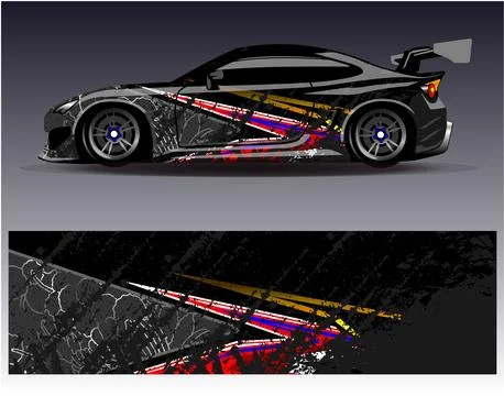 Car wrap design vector.Graphic abstract stripe racing background designs Illustrazione stock