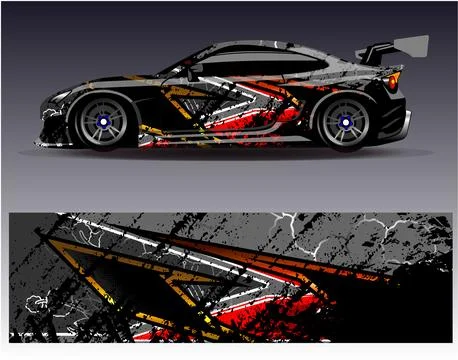 Car wrap design vector.Graphic abstract stripe racing background designs Stock Illustration