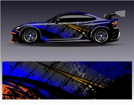 Car wrap design vector.Graphic abstract stripe racing background designs Stock Illustration