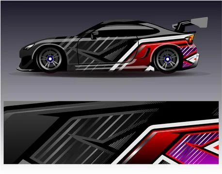 Car wrap design vector.Graphic abstract stripe racing background designs Illustrazione stock
