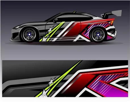 Car wrap design vector.Graphic abstract stripe racing background designs Stock Illustration
