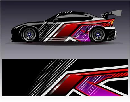 Car wrap design vector.Graphic abstract stripe racing background designs Illustrazione stock