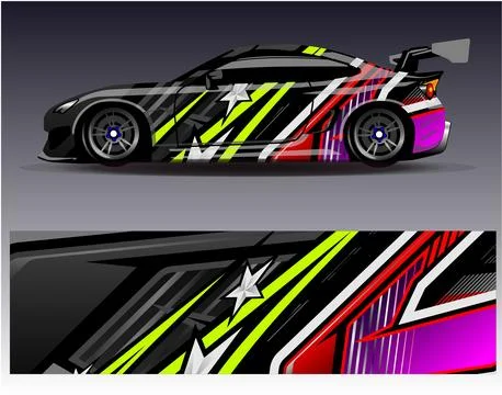 Car wrap design vector.Graphic abstract stripe racing background designs Stock Illustration